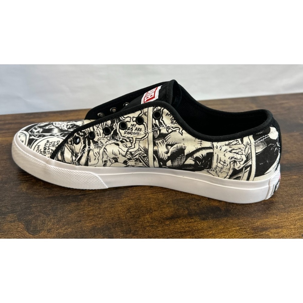 DC x Marvel Deadpool DP Manual Skate Shoe Black White Comic Men's 11.5 *No Laces - Picture 4 of 15